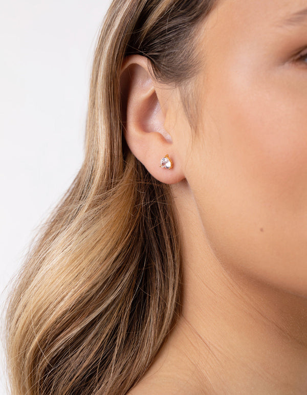 Sterling Silver Gold Butterfly 2-Pack Stud Earring