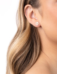 Gold Plated Sterling Silver Smiley Face Stud Earrings - link has visual effect only