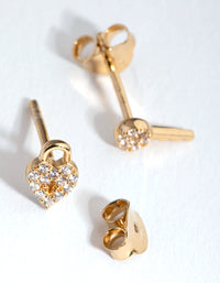 Gold Plated Sterling Silver Lock and Key Stud Earrings - link has visual effect only
