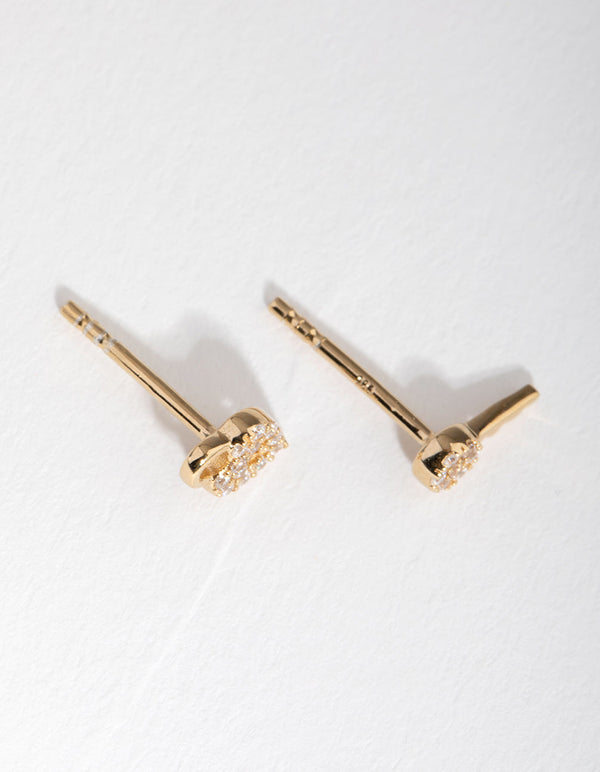 Gold Plated Sterling Silver Lock and Key Stud Earrings