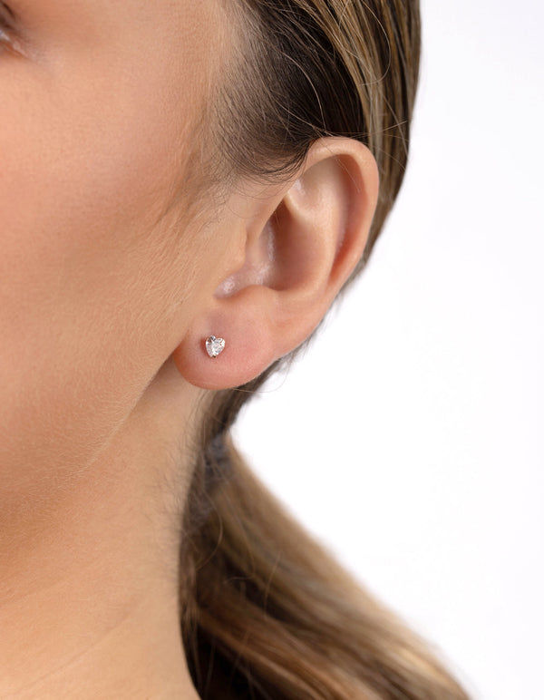 Sterling Silver Rose Gold Statement Cubic Zirconia Stud 3-Pack Earring