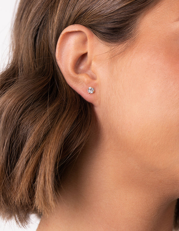 Gold Plated Sterling Silver Cubic Zirconia Stud and Hoop 3-Pack Earring