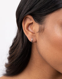 Sterling Silver Square Bead Huggie Earrings - link has visual effect only