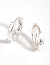 Sterling Silver Square Bead Huggie Earrings - link has visual effect only