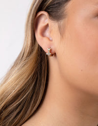 Gold Plated Sterling Silver Cubic Zirconia Butterfly Huggie Earrings - link has visual effect only