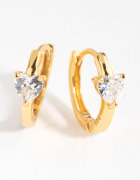 Sterling Silver Gold Cubic Zirconia Heart Huggie Earrings - link has visual effect only