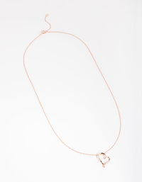 Sterling Silver Rose Gold Cubic Zirconia Open Heart Necklace - link has visual effect only