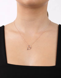Sterling Silver Rose Gold Cubic Zirconia Open Heart Necklace - link has visual effect only