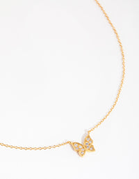 Sterling Silver Gold Plated Sterling Silver Pave Butterfly Necklace - link has visual effect only