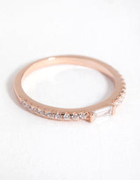 Sterling Silver Rose Gold Cubic Zirconia Baguette Engagement Ring - link has visual effect only