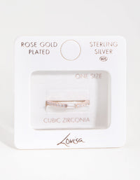 Sterling Silver Rose Gold Cubic Zirconia Baguette Engagement Ring - link has visual effect only