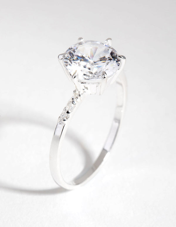 Sterling Silver Cubic Zirconia Statement Claw Ring