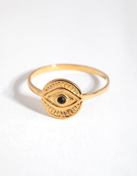 Gold Plated Sterling Silver Evil Eye Ring - link has visual effect only