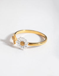 Gold Plated Sterling Silver Daisy Bee Open Ring - link has visual effect only
