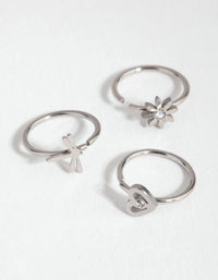 Rhodium Surgical Steel Mini Motif 3-Pack Nose Ring - link has visual effect only