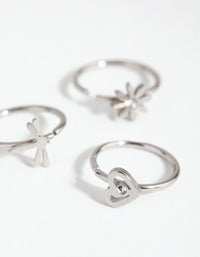 Rhodium Surgical Steel Mini Motif 3-Pack Nose Ring - link has visual effect only