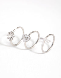 Rhodium Surgical Steel Mini Motif 3-Pack Nose Ring - link has visual effect only
