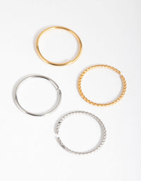 Mixed Metal Surgical Steel 4-Pack Plain and Twist Nose Rings - link has visual effect only