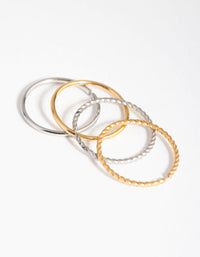 Mixed Metal Surgical Steel 4-Pack Plain and Twist Nose Rings - link has visual effect only