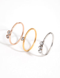 Mixed Metal Surgical Steel Diamante Top 3-Pack Nose Rings - link has visual effect only