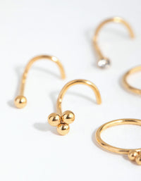 Gold Surgical Steel Ball Cluster 6-Pack Nose Studs - link has visual effect only