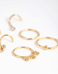 Gold Surgical Steel Ball Cluster 6-Pack Nose Studs - link has visual effect only