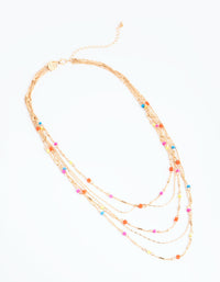 Gold Beaded Multi Row Necklace - link has visual effect only