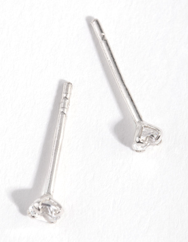 Sterling Silver Petite Cubic Zirconia Stud Earrings