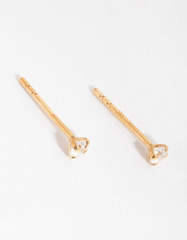 Gold Cubic Zirconia Baby Carat Stud Earrings