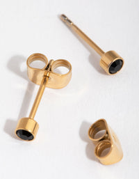 24 Carat Gold Plated Titanium January Jet Stud Earrings - link has visual effect only
