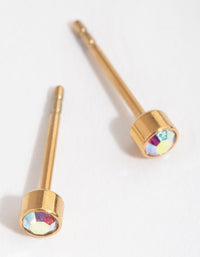24 Carat Gold Plated Titanium Iridescent Studs - link has visual effect only