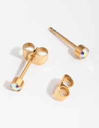 24 Carat Gold Plated Titanium Iridescent Studs - link has visual effect only