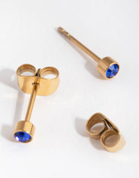 24 Carat Gold Plated Titanium September Sapphire Stud Earrings - link has visual effect only