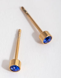 24 Carat Gold Plated Titanium September Sapphire Stud Earrings - link has visual effect only