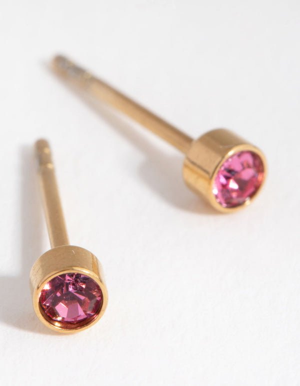 24 Carat Gold Plated Titanium October Rose Stud Earrings