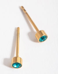 24 Carat Gold Plated Titanium December Blue Zircon Stud Earrings - link has visual effect only