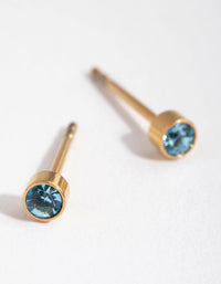24 Carat Gold Plated Titanium March Aquamarine Stud Earrings - link has visual effect only