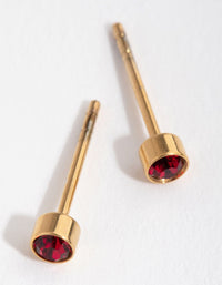 24 Carat Gold Plated Titanium July Ruby Studs - link has visual effect only