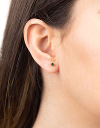 24 Carat Gold Plated Titanium May Emerald Stud Earrings - link has visual effect only