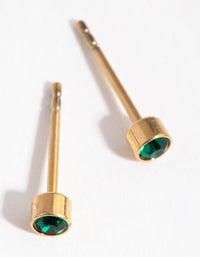 24 Carat Gold Plated Titanium May Emerald Stud Earrings - link has visual effect only