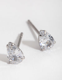 Surgical Steel Cubic Zirconia Pear Stud Earrings - link has visual effect only