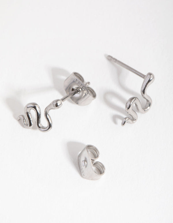 Surgical Steel Polished Snake Stud Earrings