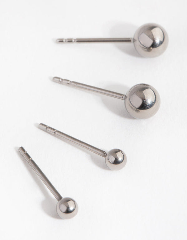Titanium Graduated Ball Stud Earrings