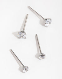 Surgical Steel Round Cubic Zirconia 2-Pack Stud Earrings - link has visual effect only