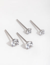 Surgical Steel Round Cubic Zirconia 2-Pack Stud Earrings - link has visual effect only