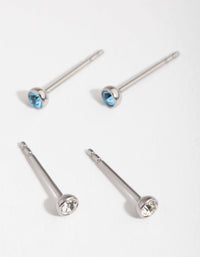 Surgical Steel Blue Diamante 2-Pack Stud Earrings - link has visual effect only
