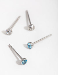 Surgical Steel Blue Diamante 2-Pack Stud Earrings - link has visual effect only