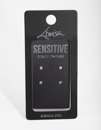 Surgical Steel Blue Diamante 2-Pack Stud Earrings - link has visual effect only