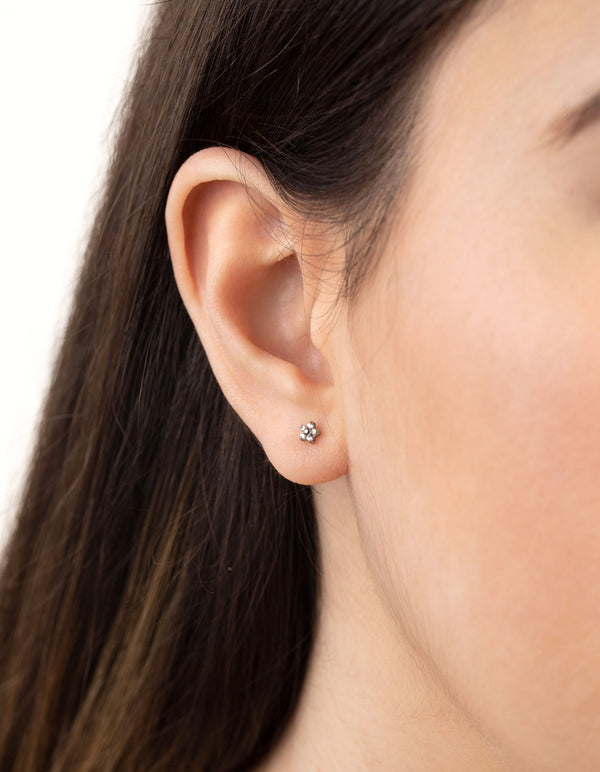 Surgical Steel Flower and Ball 2-Pack Stud Earrings