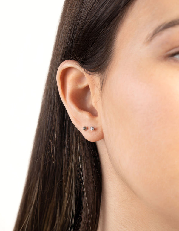 Surgical Steel Star and Ball 2-Pack Stud Earrings